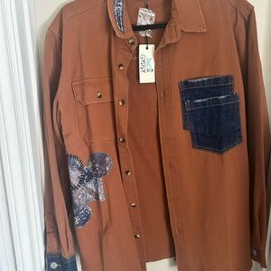 Acid Wash Women's Brown Denim Shirt